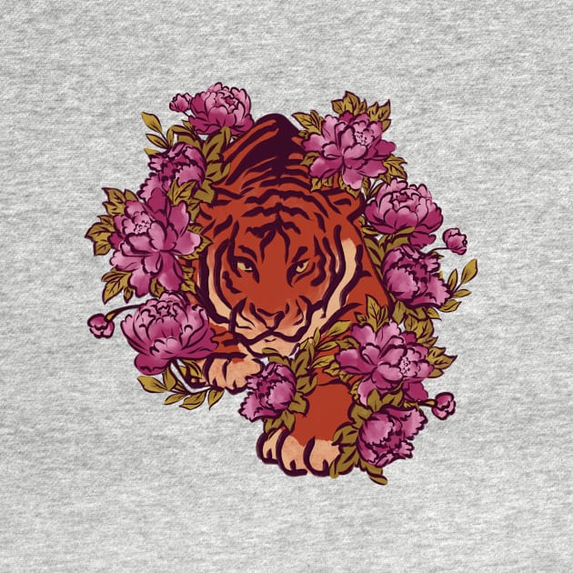 Tigers and peonies by ArtInPi